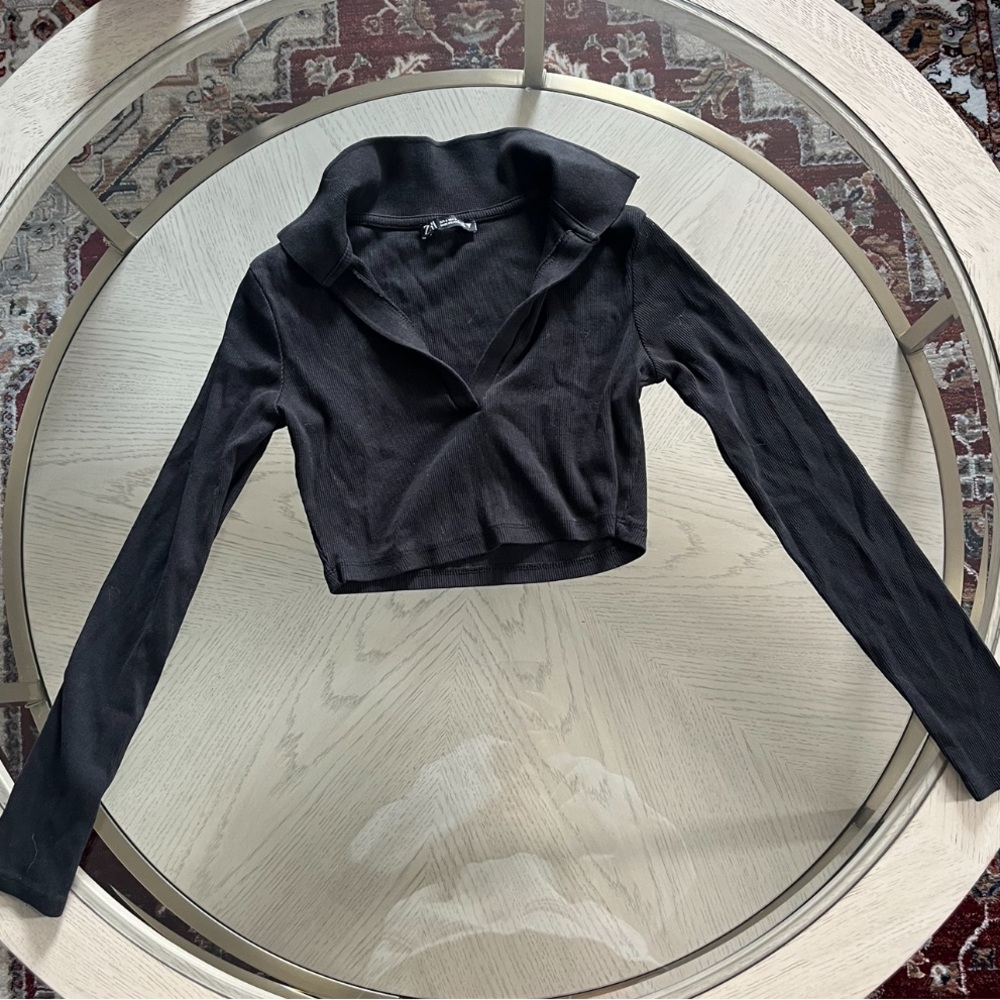 Zara Black Long Sleeve Bodysuit